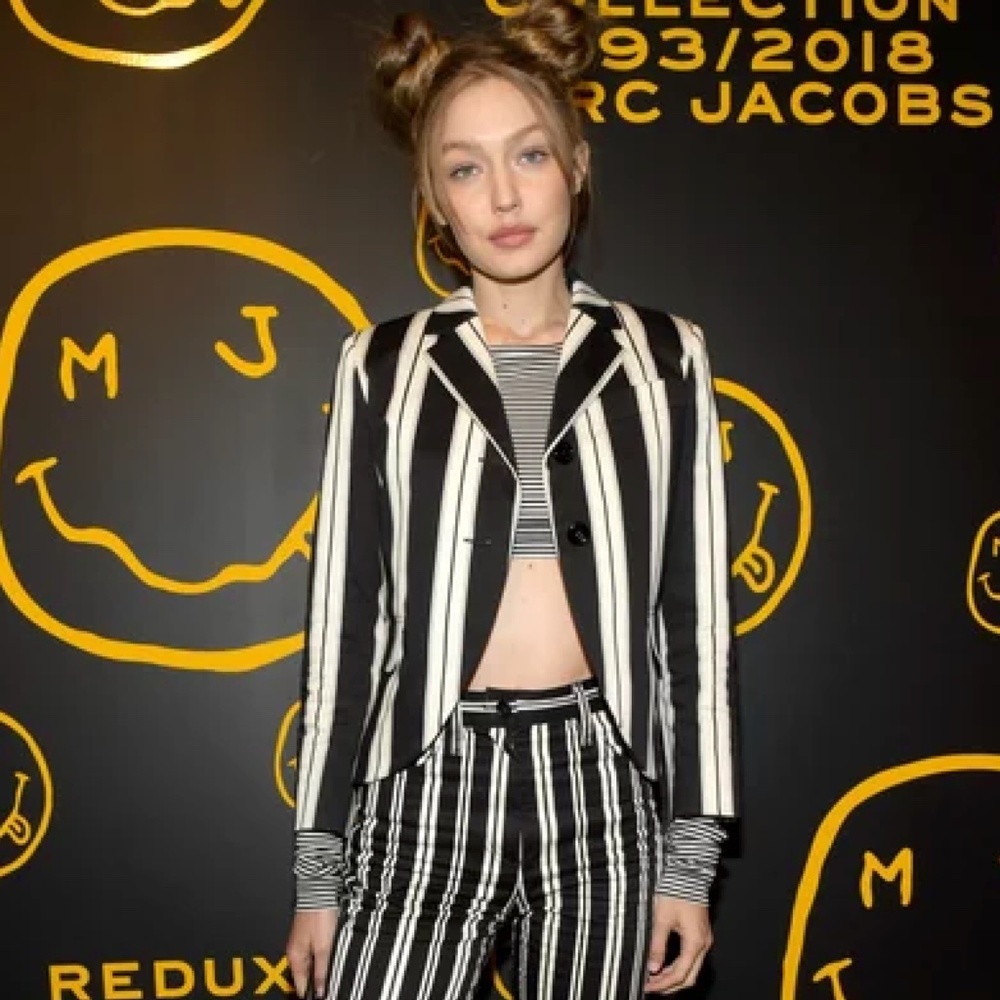 NWT Marc Jacobs Redux Grunge Collection Striped Blazer Jacket Black Ivory size 6